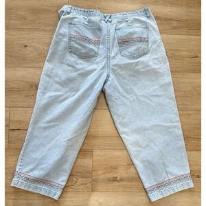 Womens Christopher & Banks Capris Denim Light Wash Embroidered Rainbow 14 Cotton